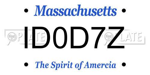 ID0D7Z Massachusetts License Plate