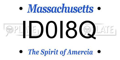 ID0I8Q Massachusetts License Plate