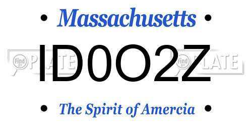 ID0O2Z Massachusetts License Plate