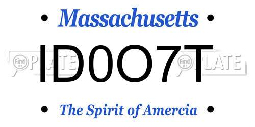 ID0O7T Massachusetts License Plate