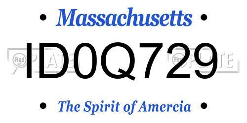 ID0Q729 Massachusetts License Plate