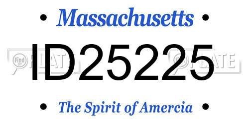 ID25225 Massachusetts License Plate