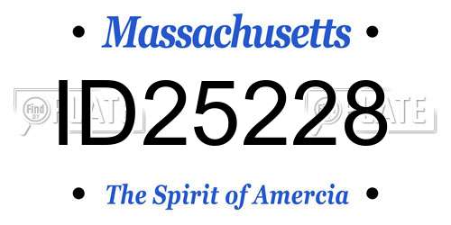 ID25228 Massachusetts License Plate