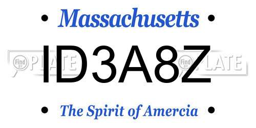ID3A8Z Massachusetts License Plate
