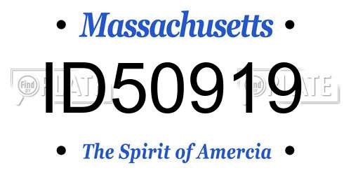 ID50919 Massachusetts License Plate