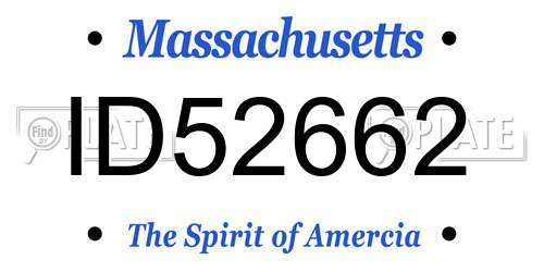 ID52662 Massachusetts License Plate