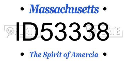 ID53338 Massachusetts License Plate