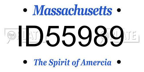 ID55989 Massachusetts License Plate