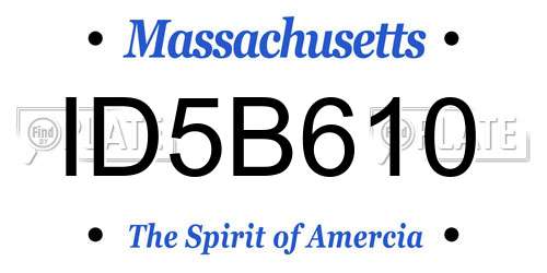 ID5B610 Massachusetts License Plate