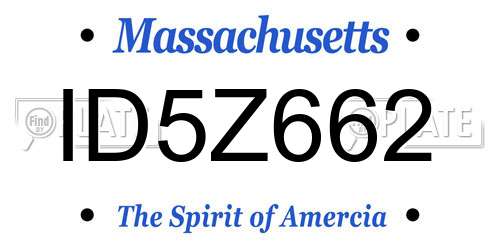 ID5Z662 Massachusetts License Plate