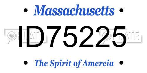 ID75225 Massachusetts License Plate