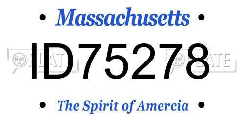 ID75278 Massachusetts License Plate