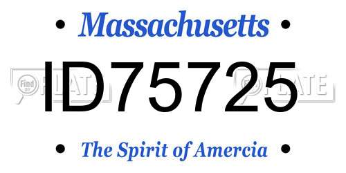 ID75725 Massachusetts License Plate