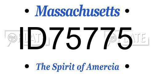 ID75775 Massachusetts License Plate