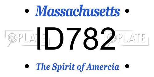 ID782 Massachusetts License Plate