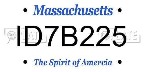 ID7B225 Massachusetts License Plate