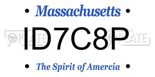 ID7C8P Massachusetts License Plate