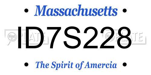 ID7S228 Massachusetts License Plate