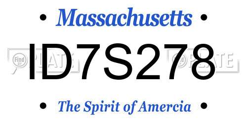 ID7S278 Massachusetts License Plate