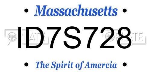 ID7S728 Massachusetts License Plate