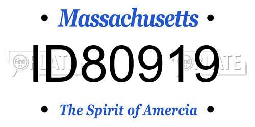 ID80919 Massachusetts License Plate