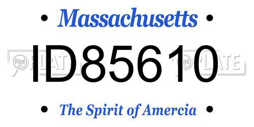 ID85610 Massachusetts License Plate