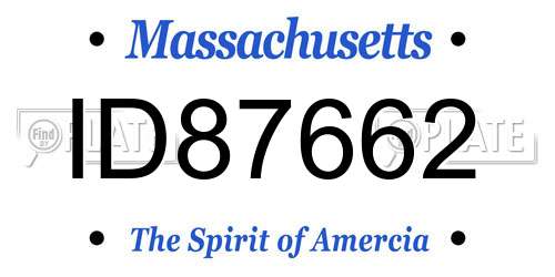 ID87662 Massachusetts License Plate