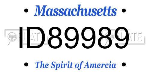 ID89989 Massachusetts License Plate