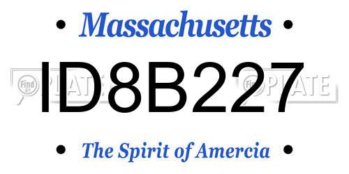 ID8B227 Massachusetts License Plate