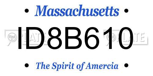 ID8B610 Massachusetts License Plate