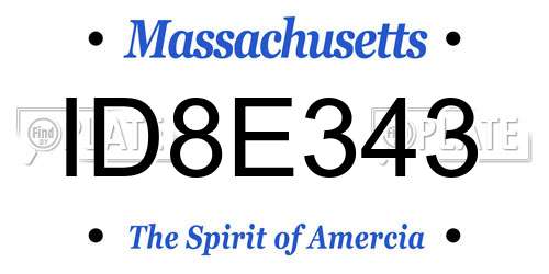 ID8E343 Massachusetts License Plate