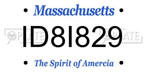 ID8I829 Massachusetts License Plate