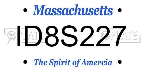ID8S227 Massachusetts License Plate