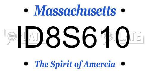 ID8S610 Massachusetts License Plate