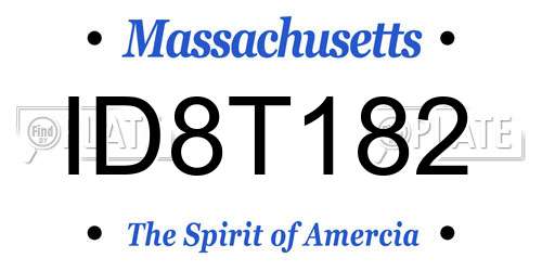 ID8T182 Massachusetts License Plate