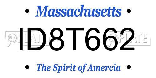 ID8T662 Massachusetts License Plate