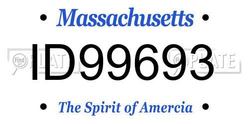ID99693 Massachusetts License Plate