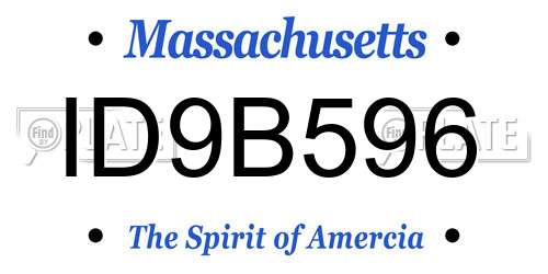 ID9B596 Massachusetts License Plate