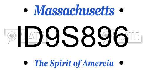 ID9S896 Massachusetts License Plate