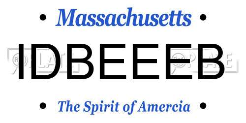 IDBEEEB Massachusetts License Plate