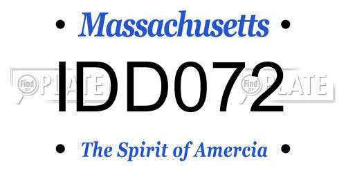 IDD072 Massachusetts License Plate