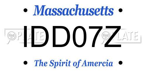 IDD07Z Massachusetts License Plate