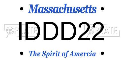 IDDD22 Massachusetts License Plate