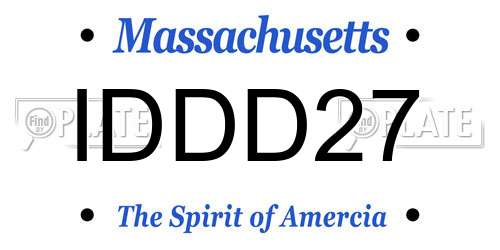 IDDD27 Massachusetts License Plate