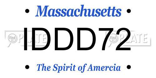 IDDD72 Massachusetts License Plate