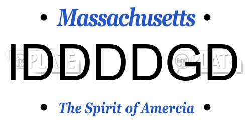 IDDDDGD Massachusetts License Plate