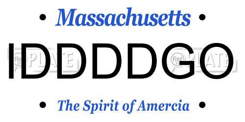 IDDDDGO Massachusetts License Plate