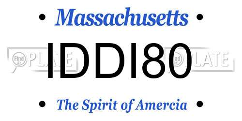 IDDI80 Massachusetts License Plate