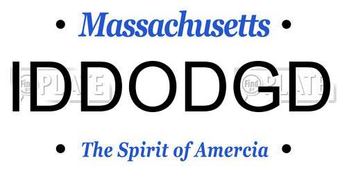 IDDODGD Massachusetts License Plate