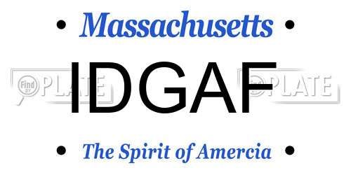 IDGAF Massachusetts License Plate